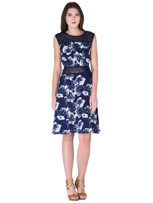 lace paneled floral a-line dress - 15953085 - Very Small Image - 1