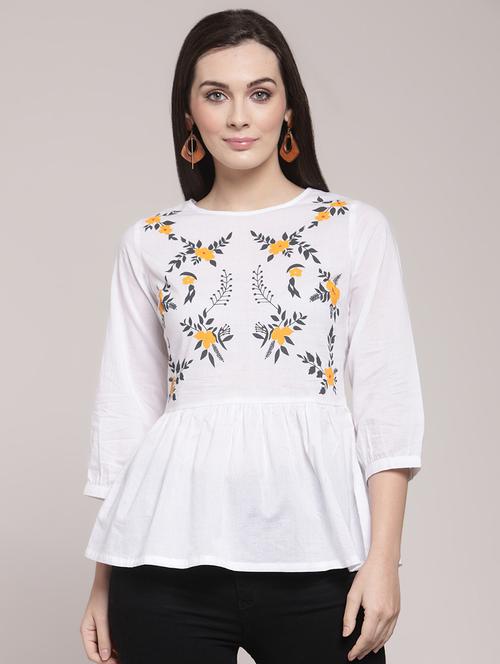 floral gathered waist top - 15953250 - Very Small Image - 1