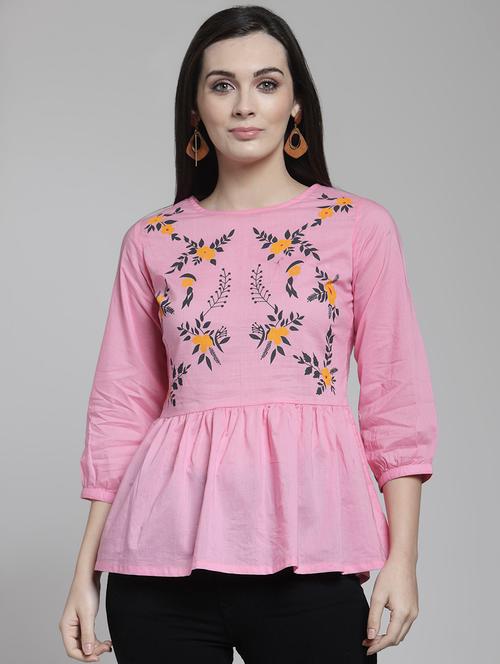 floral gathered waist top - 15953251 - Very Small Image - 1