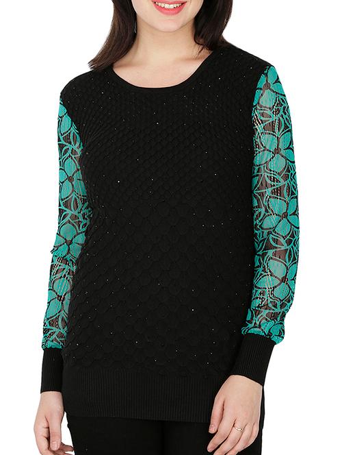 floral sleeved shimmery top - 15953629 - Very Small Image - 1
