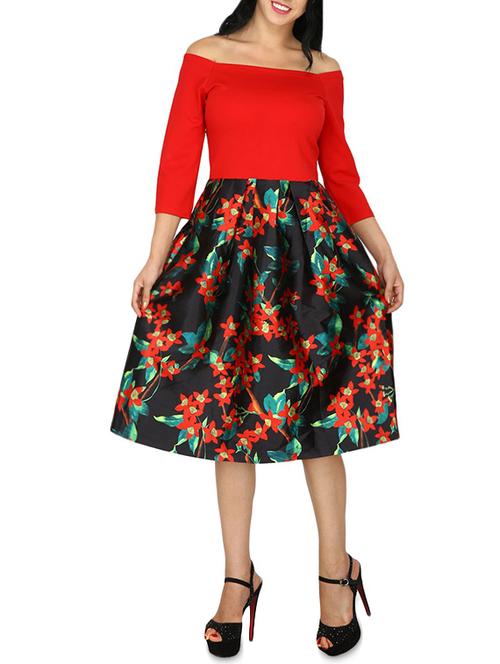 off shoulder floral a-line dress - 15953689 - Very Small Image - 1