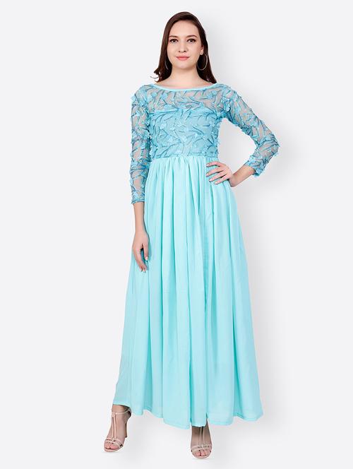 floral applique flared maxi dress - 15953921 - Very Small Image - 1