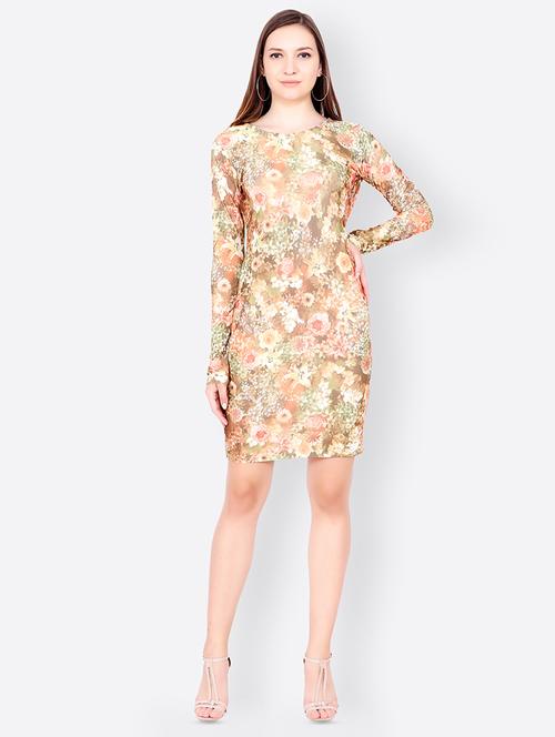 long sleeved floral bodycon dress - 15953934 - Very Small Image - 1