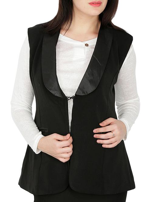 leather collared sleeveless coat - 15953958 - Very Small Image - 1