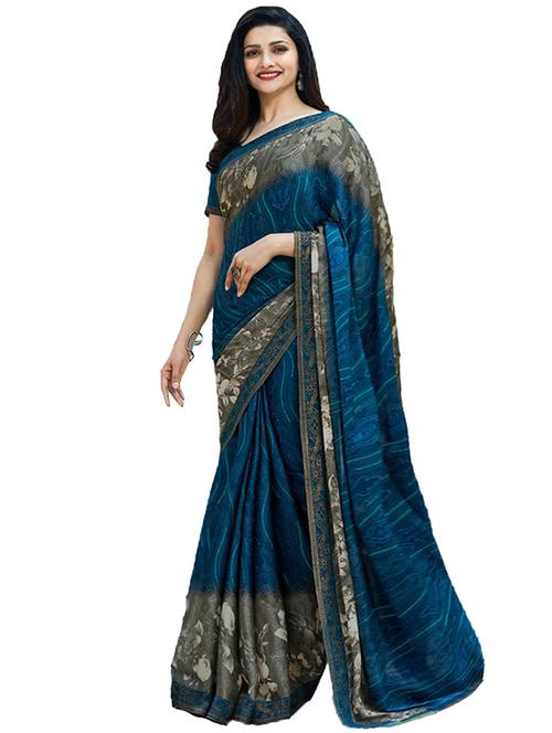 digital floral printed saree with blouse - 15954274 - Very Small Image - 1