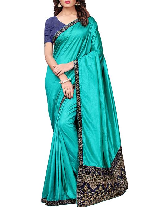 floral embroidered border saree with blouse - 15954283 - Very Small Image - 1