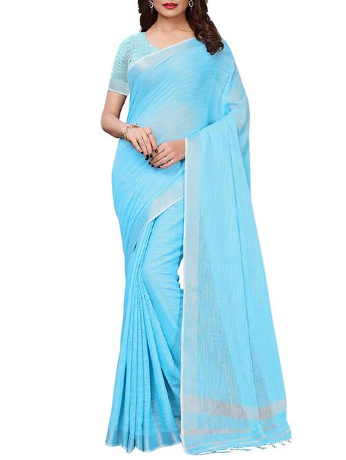solid handloom saree with blouse - 15954296 - Very Small Image - 1