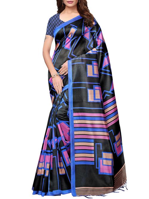 geometric printed saree with blouse - 15954299 - Very Small Image - 1