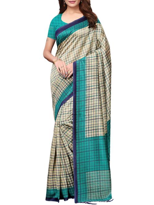 checkered printed saree with blouse - 15954304 - Very Small Image - 1