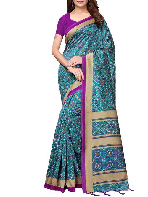 floral printed saree with blouse - 15954307 - Very Small Image - 1