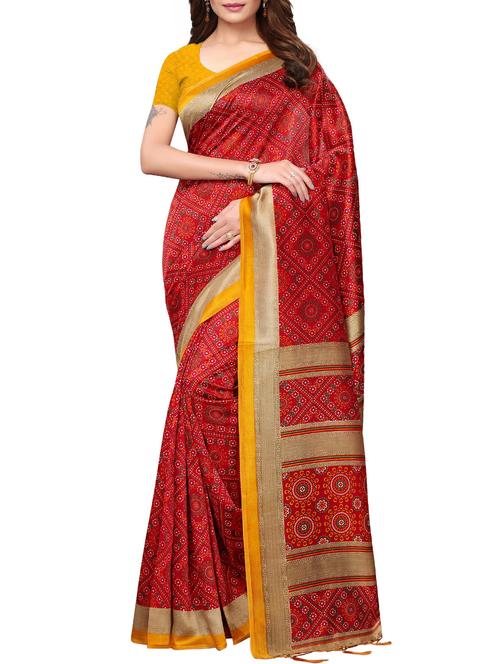 floral printed saree with blouse - 15954308 - Very Small Image - 1