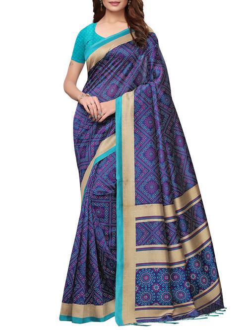 floral printed saree with blouse - 15954310 - Very Small Image - 1