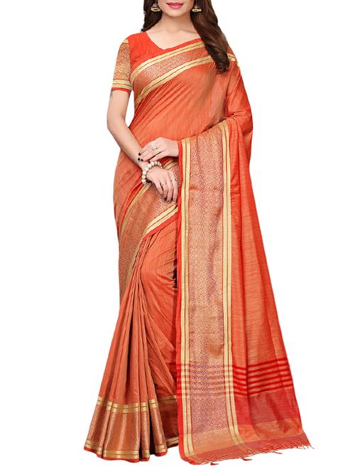 geometric print border woven saree with blouse - 15954544 - Very Small Image - 1