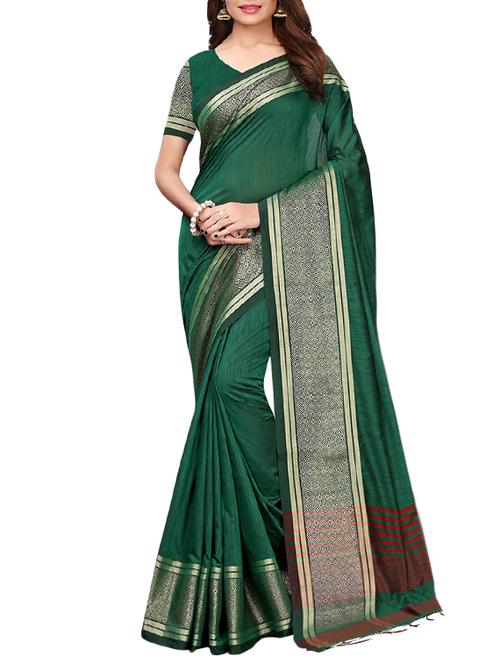 geometric print border woven saree with blouse - 15954545 - Very Small Image - 1