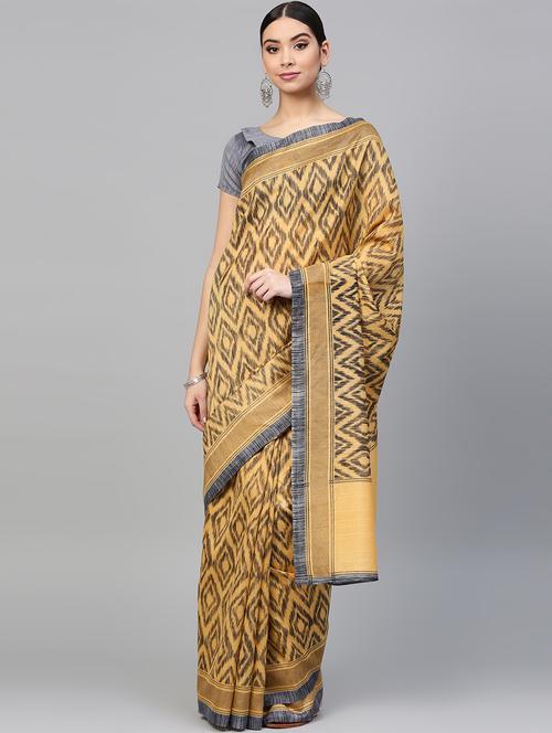 ikat printed saree with blouse - 15954567 - Very Small Image - 1