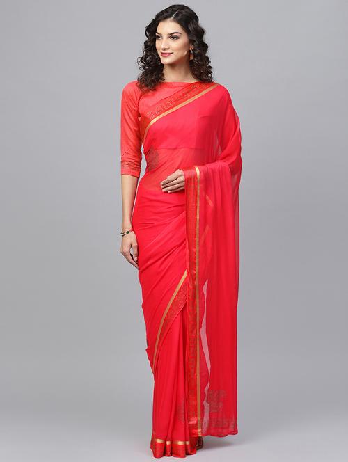 embellished bordered saree with blouse - 15954580 - Very Small Image - 1