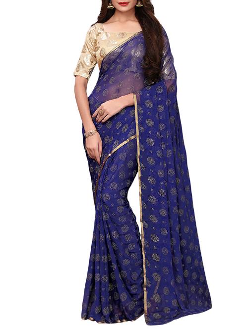 floral printed saree with blouse - 15954582 - Very Small Image - 1