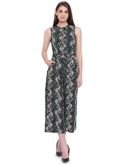 crew neck snake print jumpsuit - 15955321 - Very Small Image - 1
