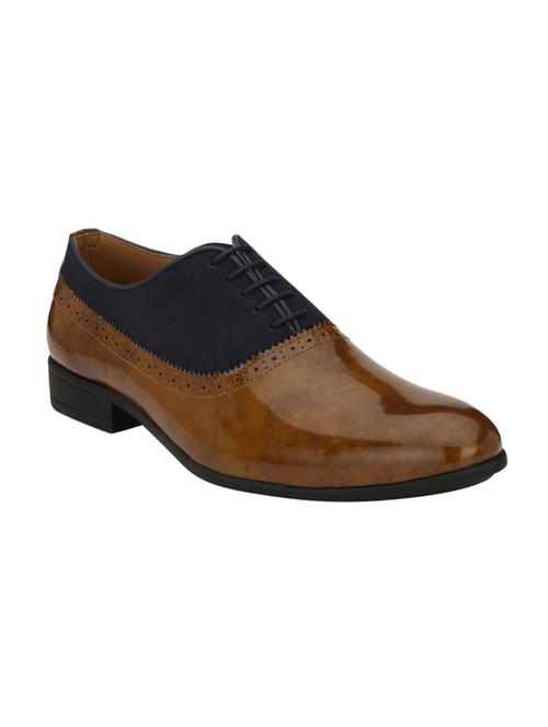 tan leatherette lace-up oxfords - 15956438 - Very Small Image - 1