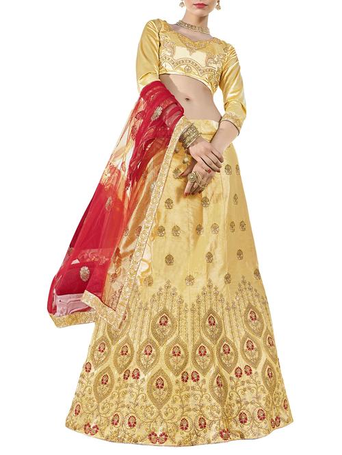 gold embroidered a-line lehenga - 15956722 - Very Small Image - 1