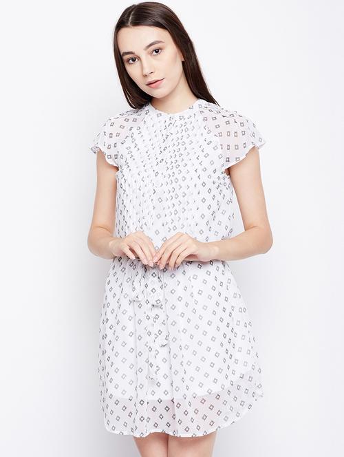 tie up waist curved hem dress - 15956780 - Very Small Image - 1