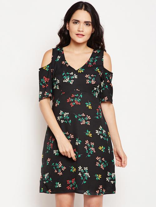 cold shoulder floral a-line dress - 15956785 - Very Small Image - 1