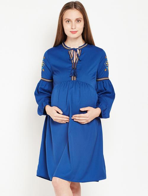 embroidered a-line maternity dress - 15956802 - Very Small Image - 1