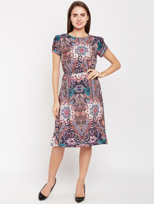 tulip sleeved oriental print dress - 15956811 - Very Small Image - 1