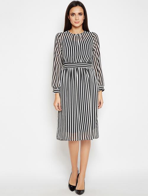 monochrome striped a-line dress - 15956815 - Very Small Image - 1