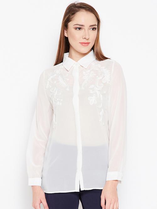 concealed placket embroidered shirt - 15956903 - Very Small Image - 1