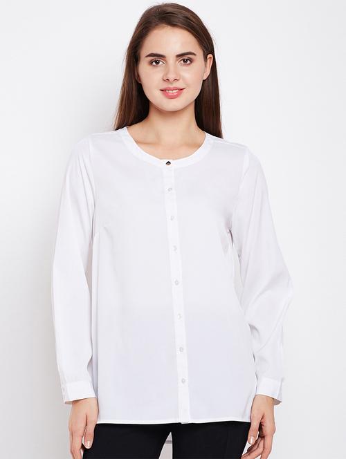 crew neck button up top - 15956916 - Very Small Image - 1