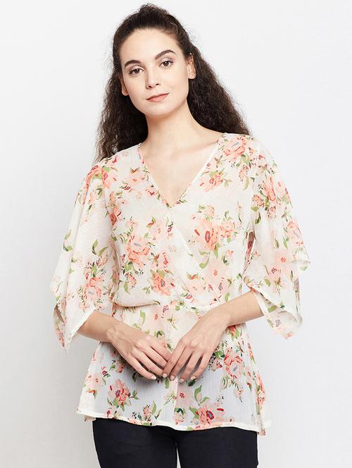 flared sleeved floral top - 15956947 - Very Small Image - 1