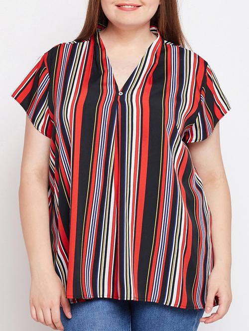 v-neck striped plus tunic - 15956953 - Very Small Image - 1