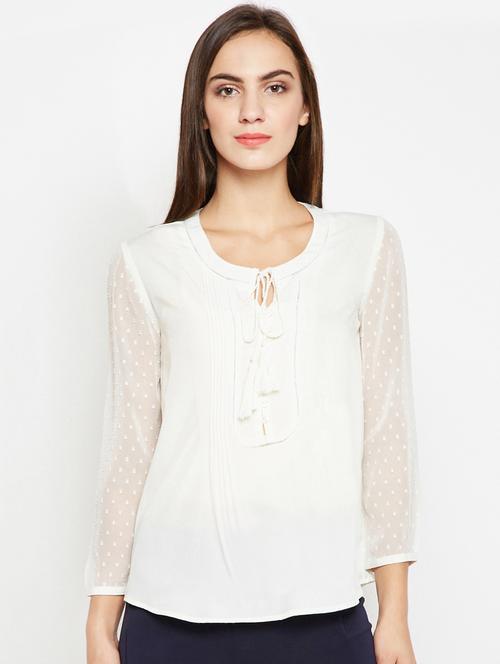 dobby sleeved pintucked top - 15956960 - Very Small Image - 1