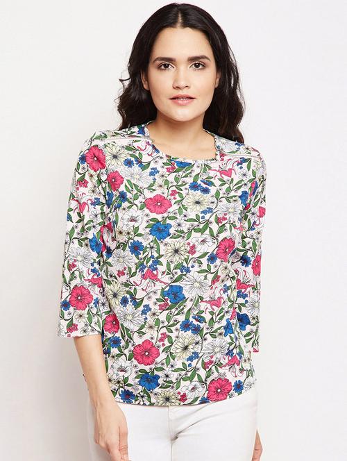 zipper detail floral top - 15956977 - Very Small Image - 1