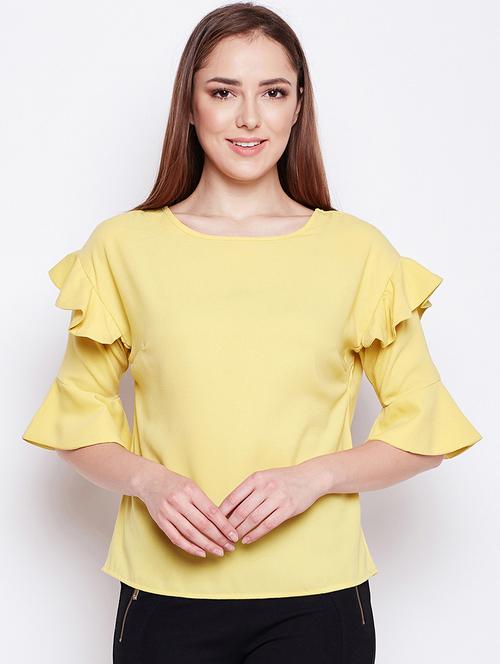 cut out back ruffled bell sleeved top - 15956979 - Very Small Image - 1