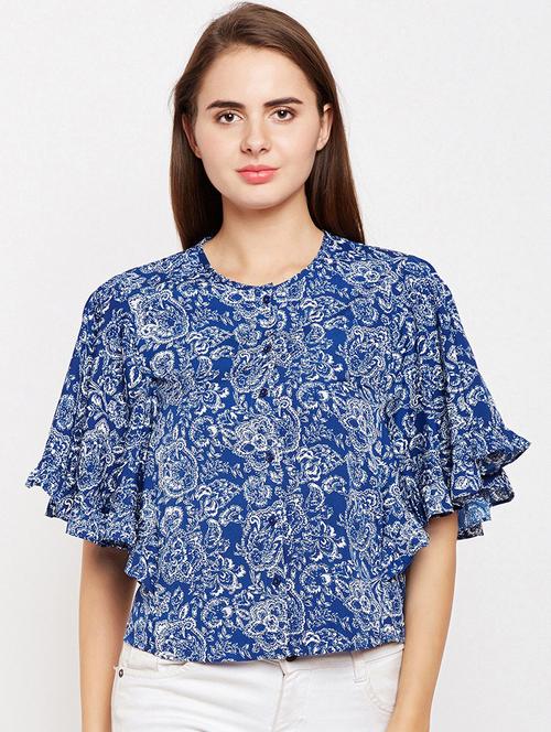 ruffle sleeved floral top - 15956988 - Very Small Image - 1