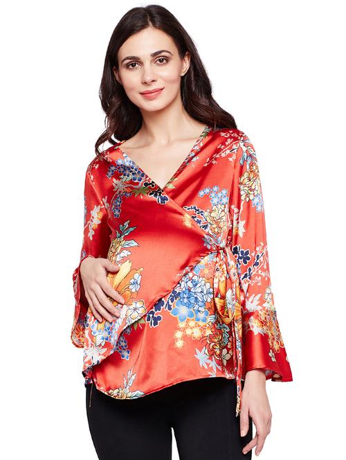 floral maternity wear wrap top - 15957018 - Very Small Image - 1