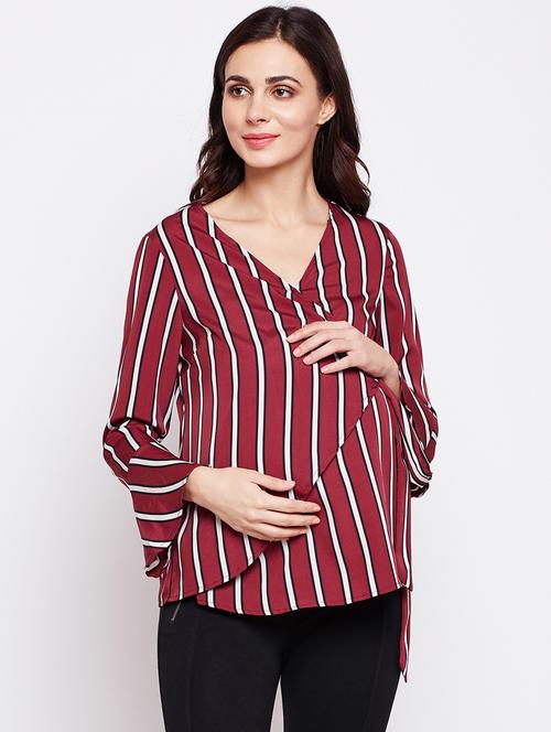striped maternity wear wrap top - 15957019 - Very Small Image - 1