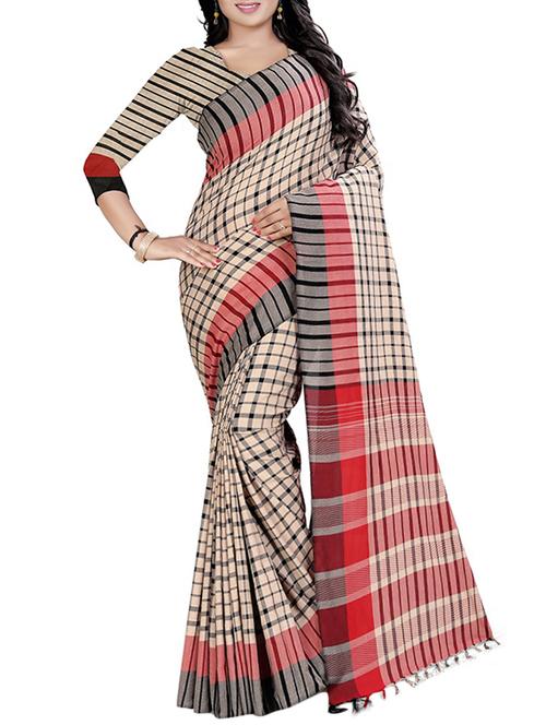 checkered woven saree - 15957033 - Very Small Image - 1