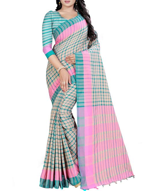 checkered woven saree - 15957036 - Very Small Image - 1