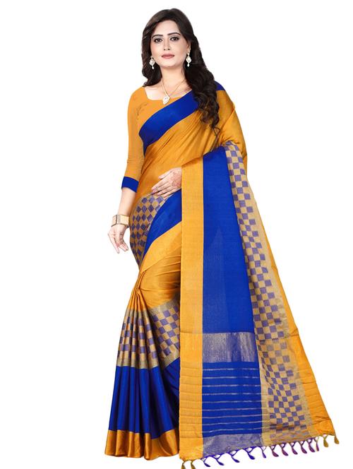 checkered zari motif mysore silk saree - 15957051 - Very Small Image - 1