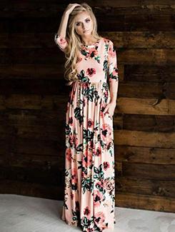 floral gathered waist maxi dress - 15957140 - Very Small Image - 1