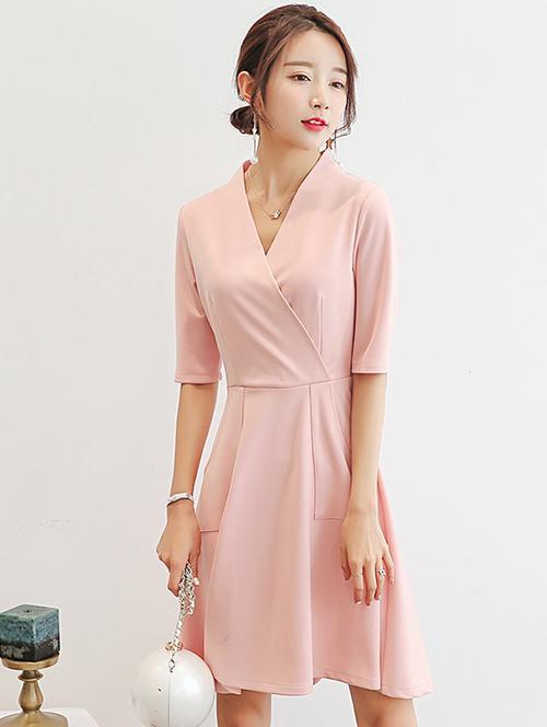 front overlap a-line dress - 15957169 - Very Small Image - 1