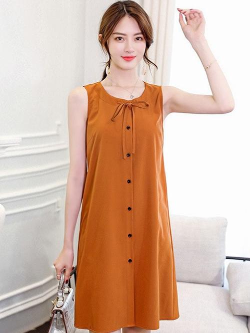bow tie button up a-line dress - 15957172 - Very Small Image - 1