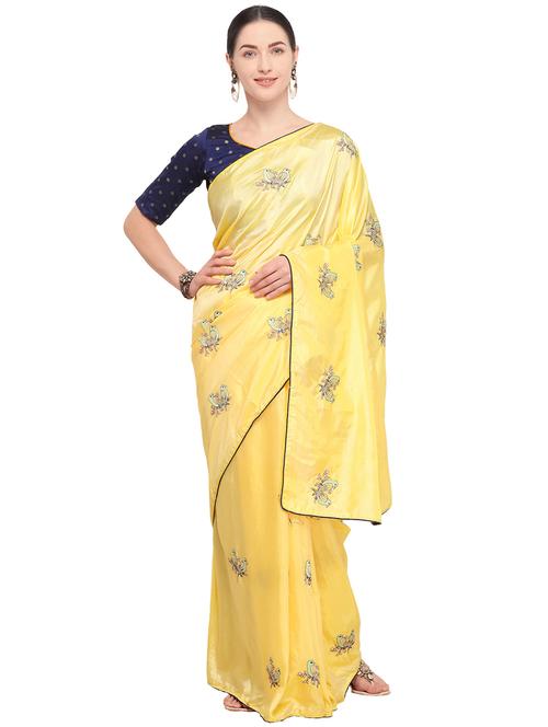 conversational yellow embroidered saree with blouse - 15957578 - Very Small Image - 1