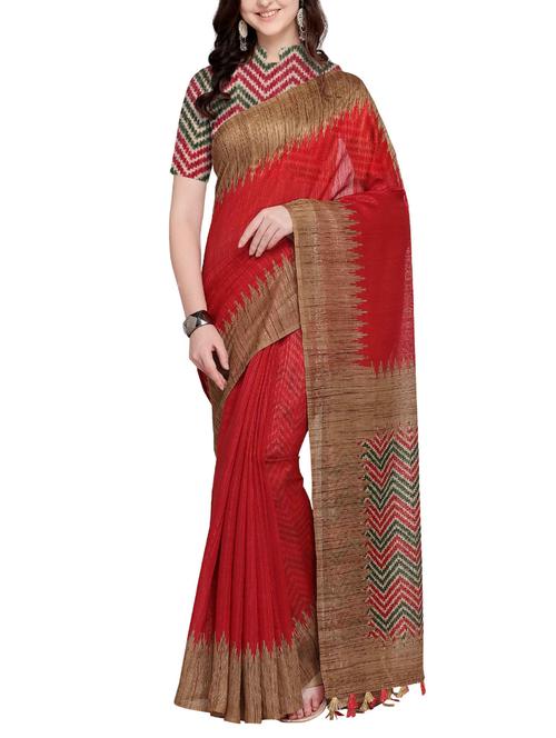 contrast border peach woven saree with blouse - 15957582 - Very Small Image - 1