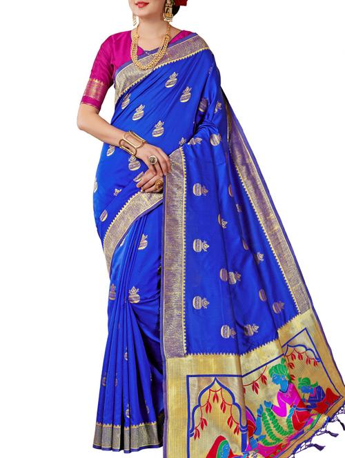 conversational zari motif banarasi saree with blouse - 15957617 - Very Small Image - 1
