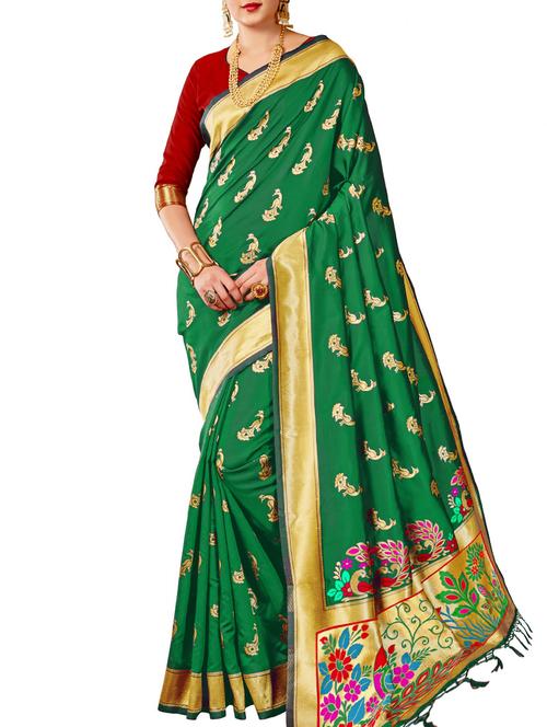 conversational zari motif banarasi saree with blouse - 15957626 - Very Small Image - 1