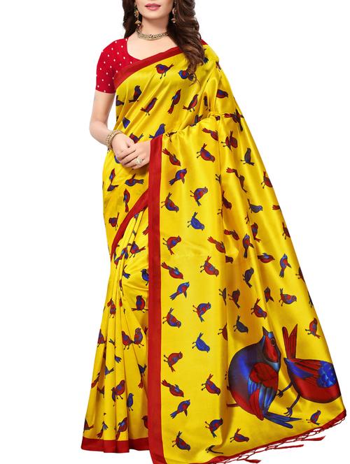 conversational yellow mysore silk saree with blouse - 15957679 - Very Small Image - 1